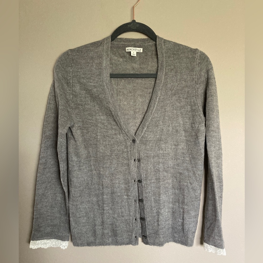 J crew lace detail knit cardigan